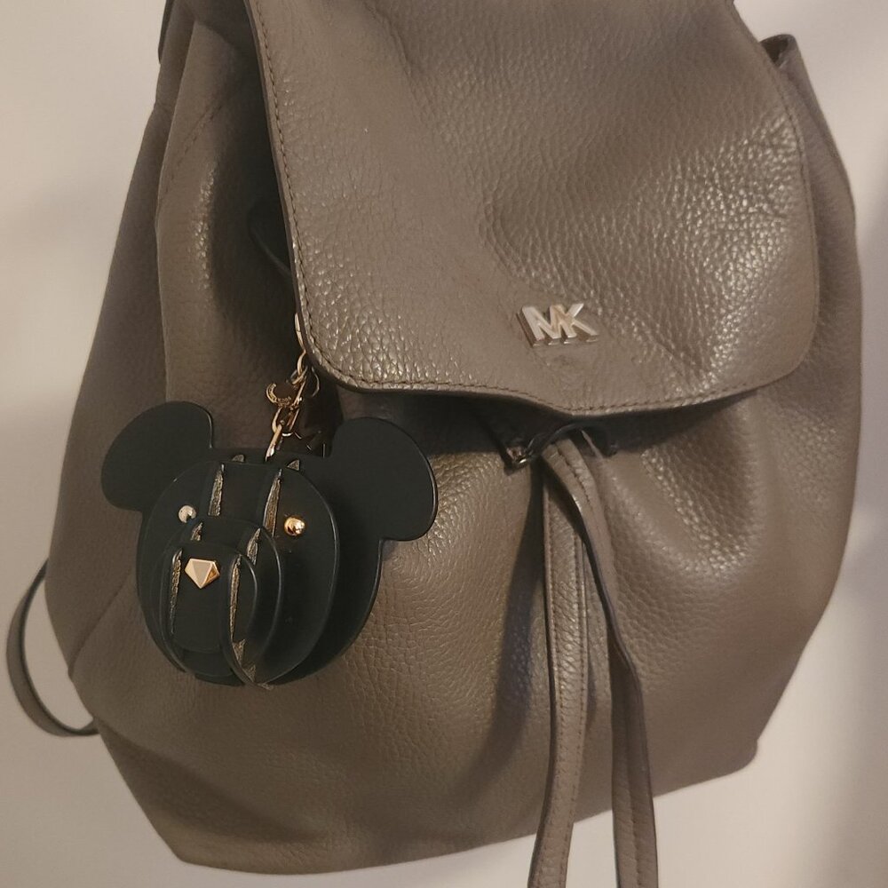 CHARMING! MICHAEL KORS 3-D Bear LEATHER Bag Charm Key Chain BLACK NEW AUTHENTIC
